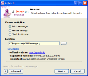 A-Patch for Windows Live Messenger
